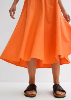 New Falda midi de mezcla de lino Mujer Faldas