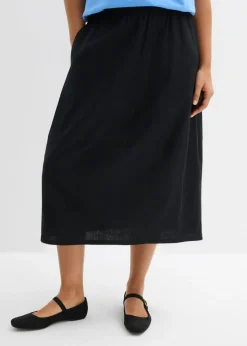 Falda midi de mezcla de lino ligero Mujer Faldas|Novedades