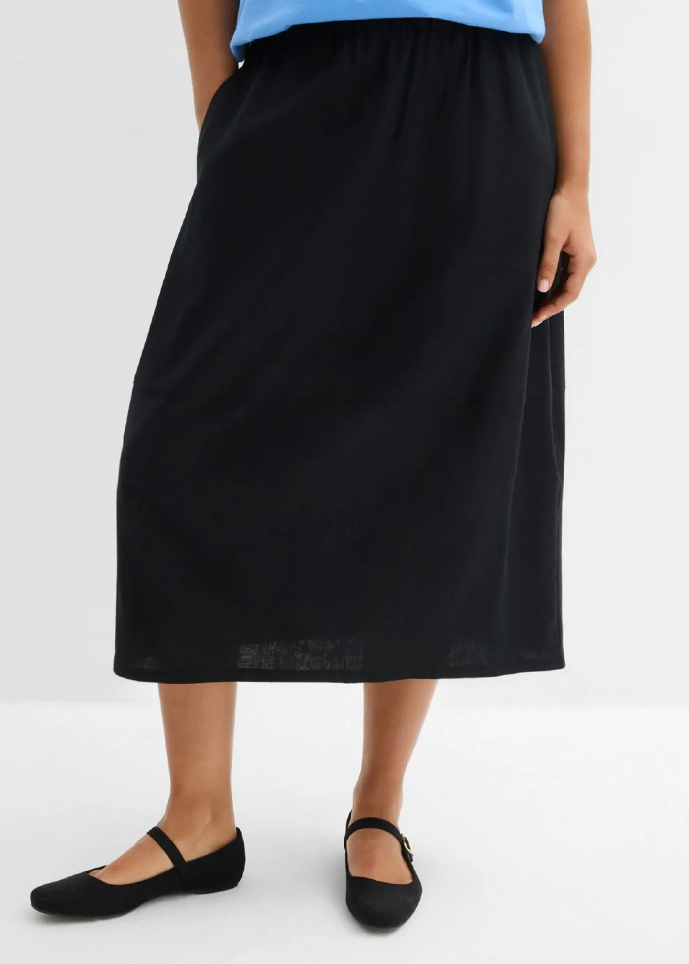 Falda midi de mezcla de lino ligero Mujer Faldas|Novedades