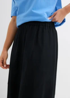 Falda midi de mezcla de lino ligero Mujer Faldas|Novedades