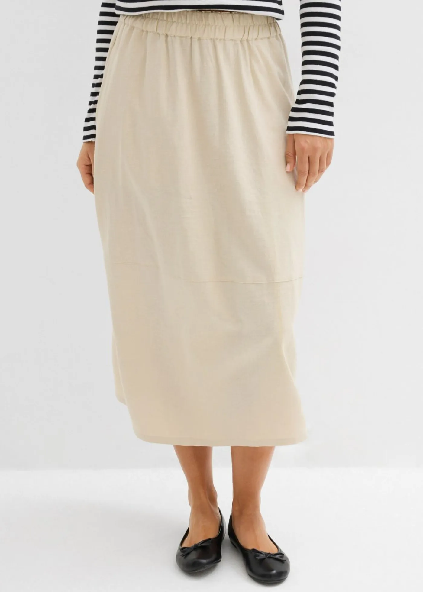 Outlet Falda midi de mezcla de lino ligero Mujer Faldas|Novedades