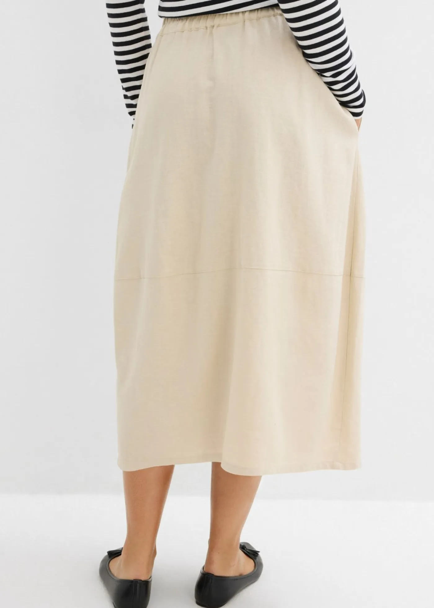 Outlet Falda midi de mezcla de lino ligero Mujer Faldas|Novedades