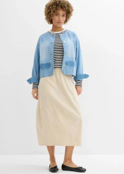 Outlet Falda midi de mezcla de lino ligero Mujer Faldas|Novedades
