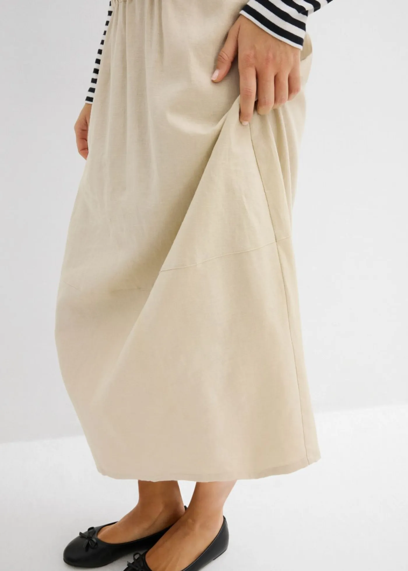 Outlet Falda midi de mezcla de lino ligero Mujer Faldas|Novedades