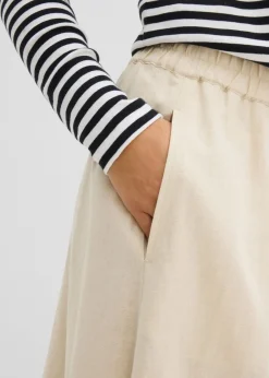 Outlet Falda midi de mezcla de lino ligero Mujer Faldas|Novedades