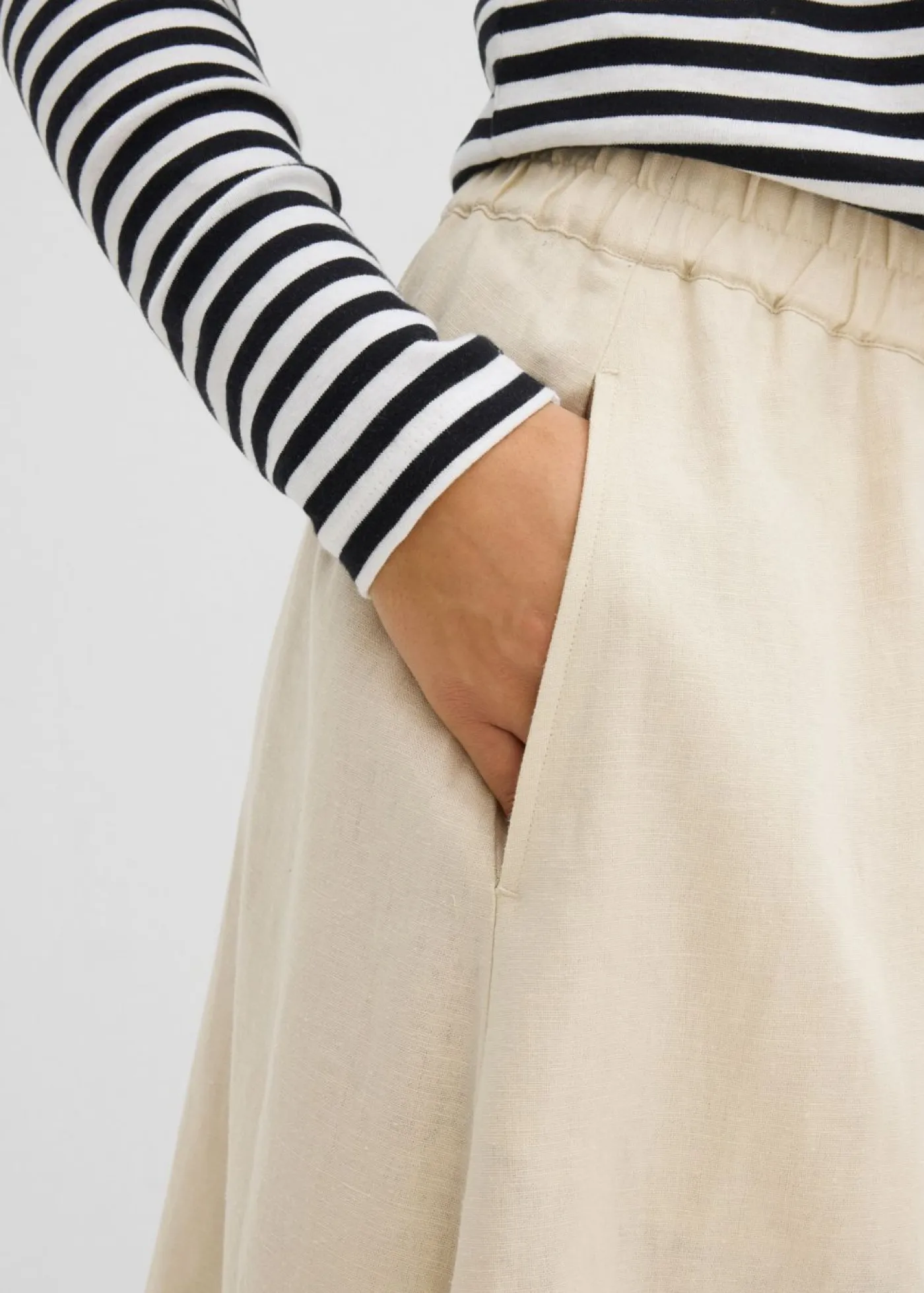 Outlet Falda midi de mezcla de lino ligero Mujer Faldas|Novedades