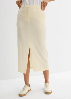 Clearance Falda midi de mezcla de lino vaporosa Mujer Faldas
