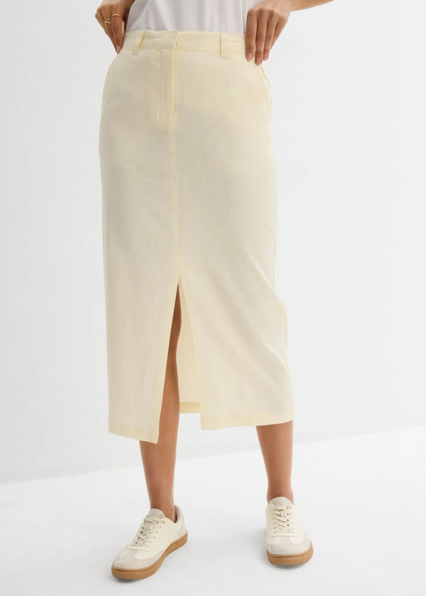 Clearance Falda midi de mezcla de lino vaporosa Mujer Faldas