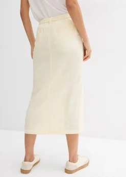 Clearance Falda midi de mezcla de lino vaporosa Mujer Faldas
