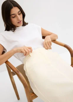 Clearance Falda midi de mezcla de lino vaporosa Mujer Faldas