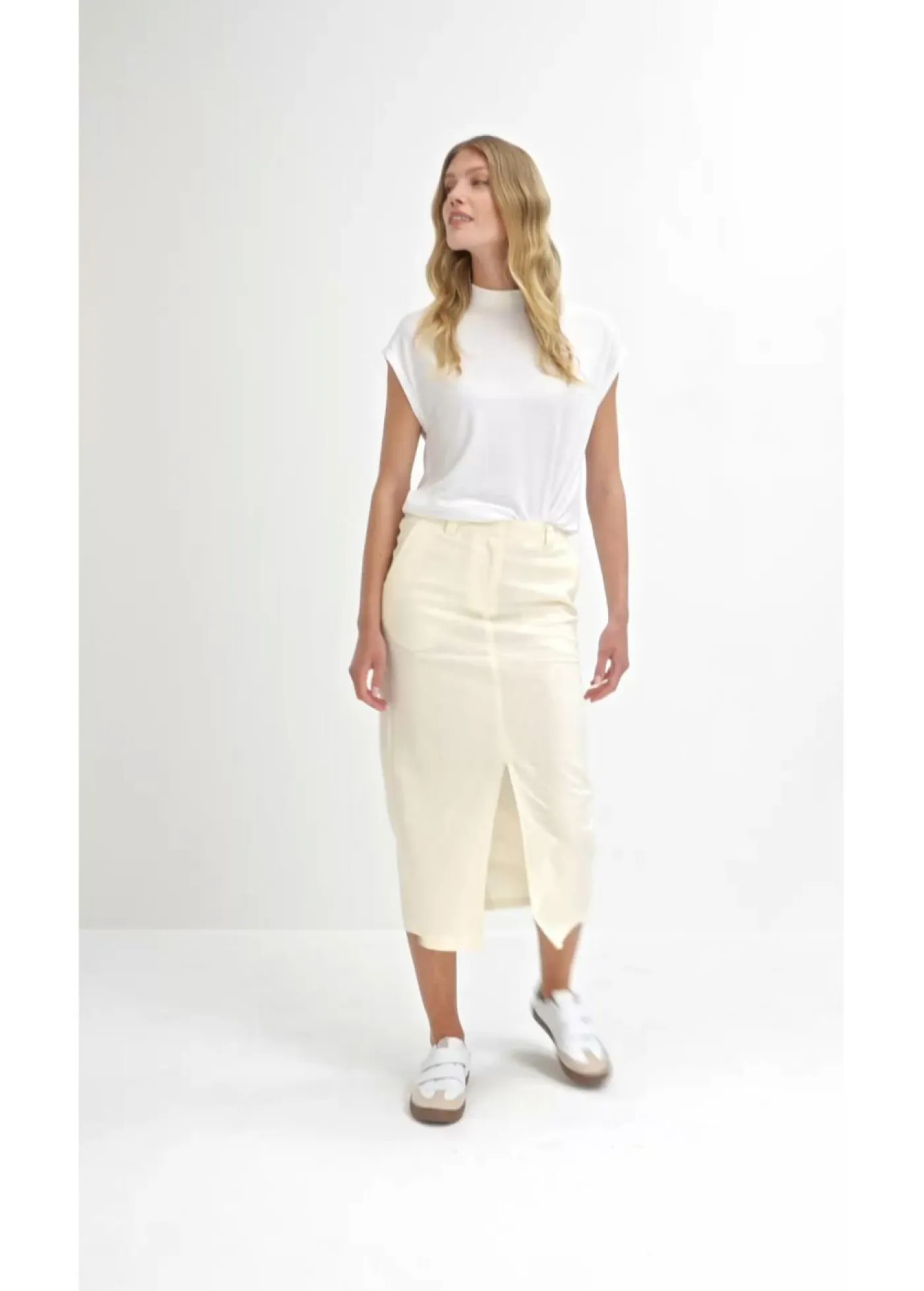 Clearance Falda midi de mezcla de lino vaporosa Mujer Faldas