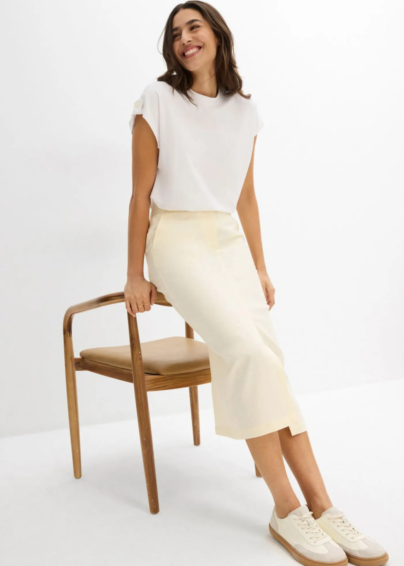 Clearance Falda midi de mezcla de lino vaporosa Mujer Faldas