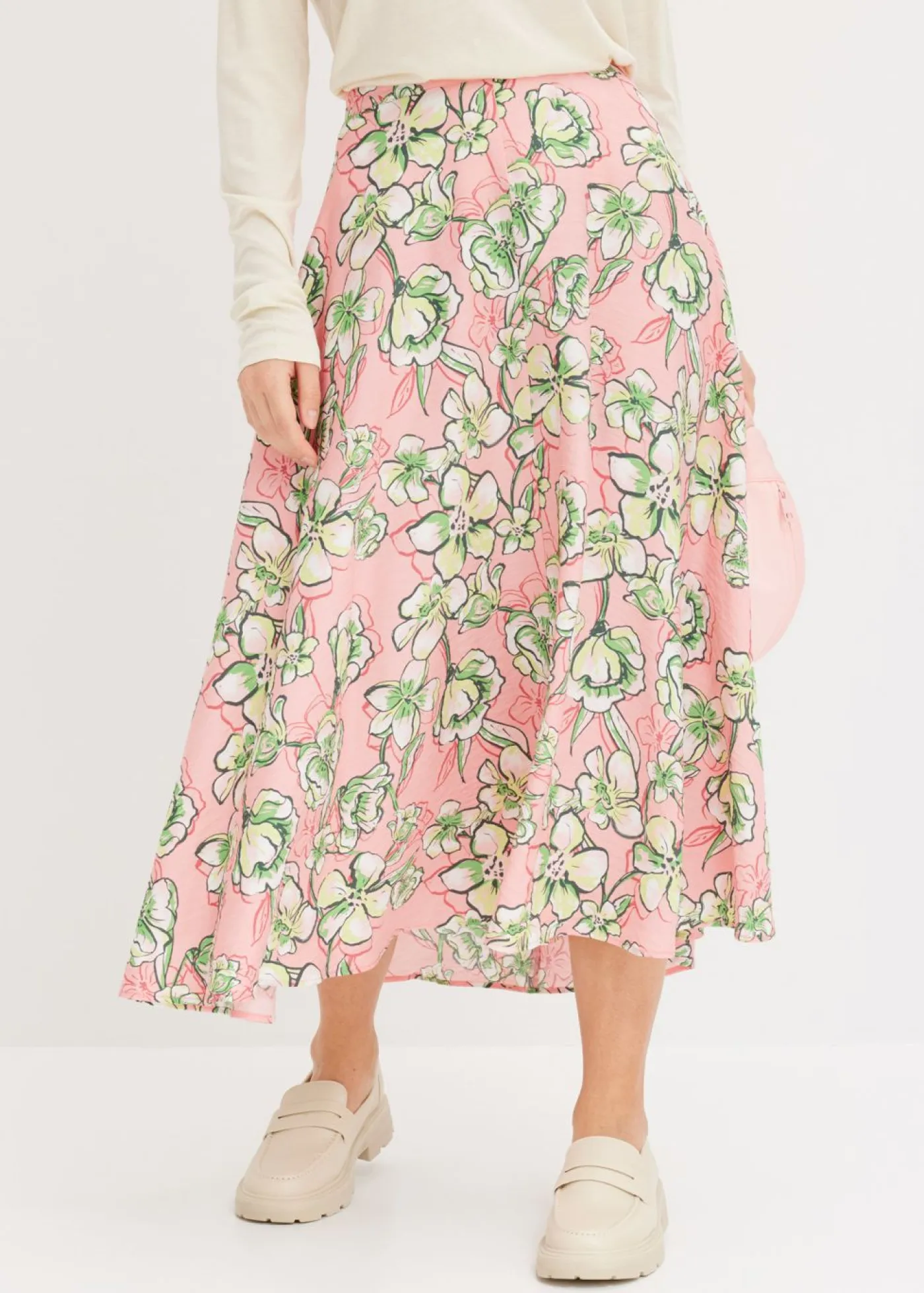Online Falda midi de mezcla de viscosa fluida Mujer Faldas