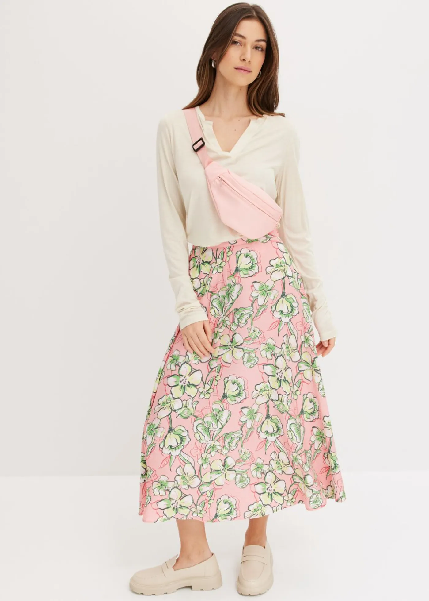 Online Falda midi de mezcla de viscosa fluida Mujer Faldas