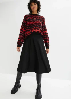 Clearance Falda midi de mezcla de viscosa, por la rodilla Mujer Faldas