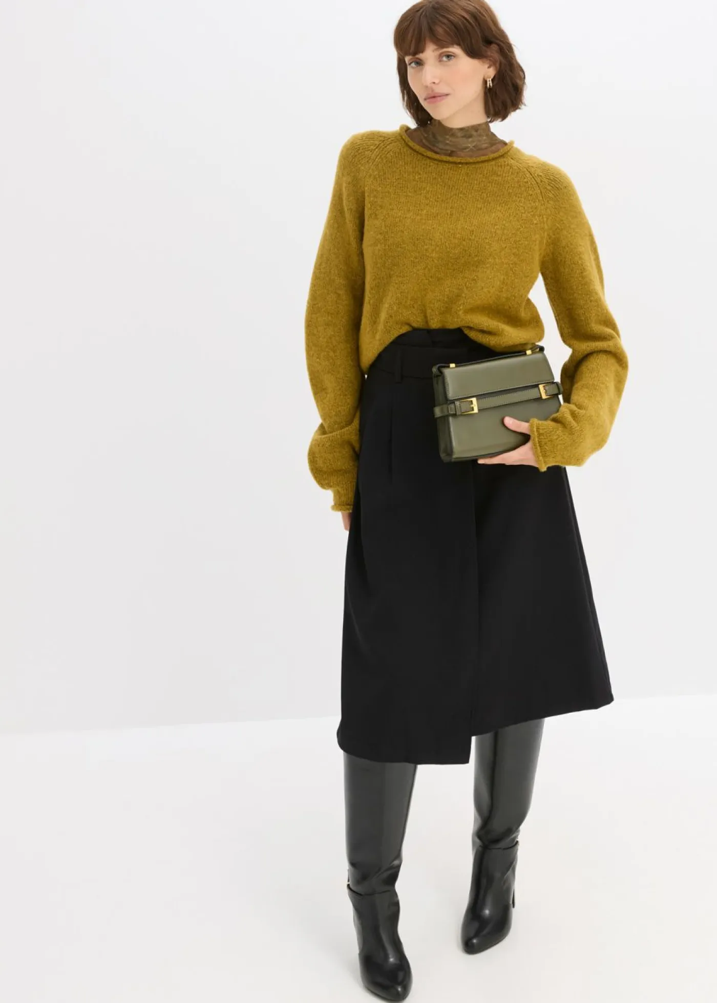 Outlet Falda midi de mezcla de viscosa Mujer Esenciales|Faldas