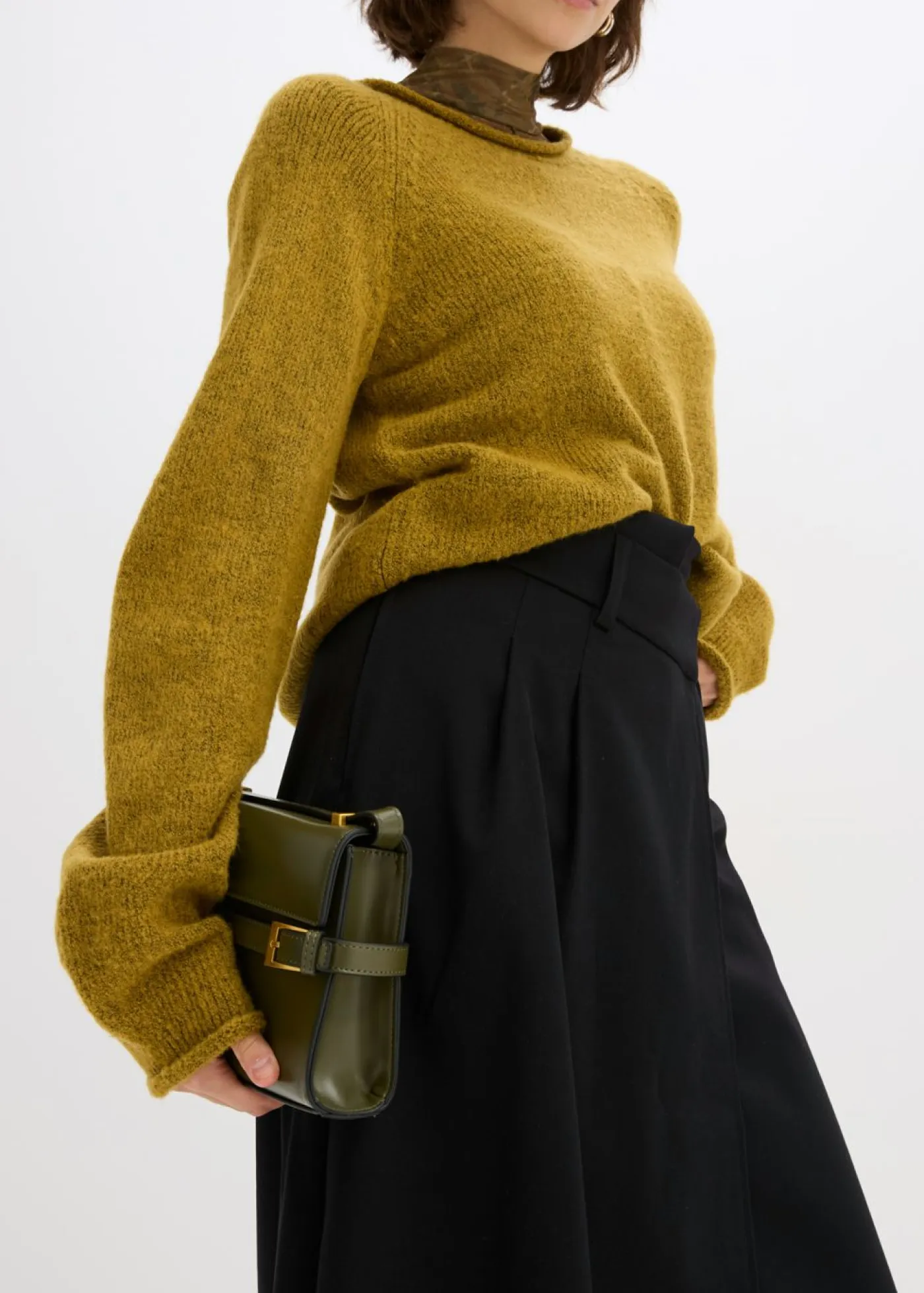 Outlet Falda midi de mezcla de viscosa Mujer Esenciales|Faldas