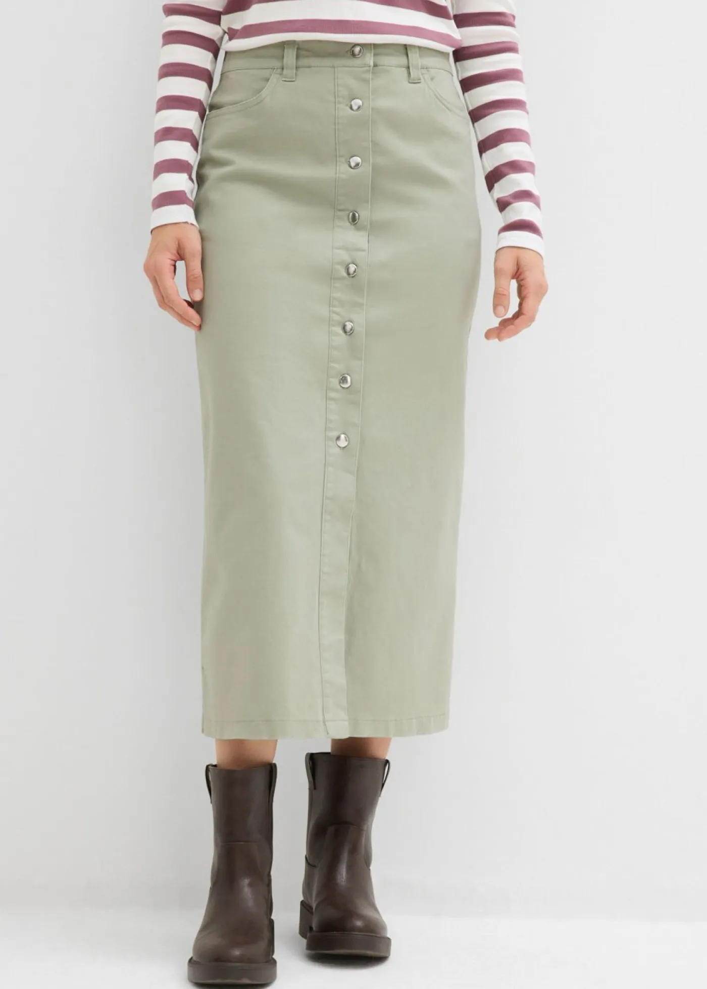 Outlet Falda midi de sarga Mujer Faldas