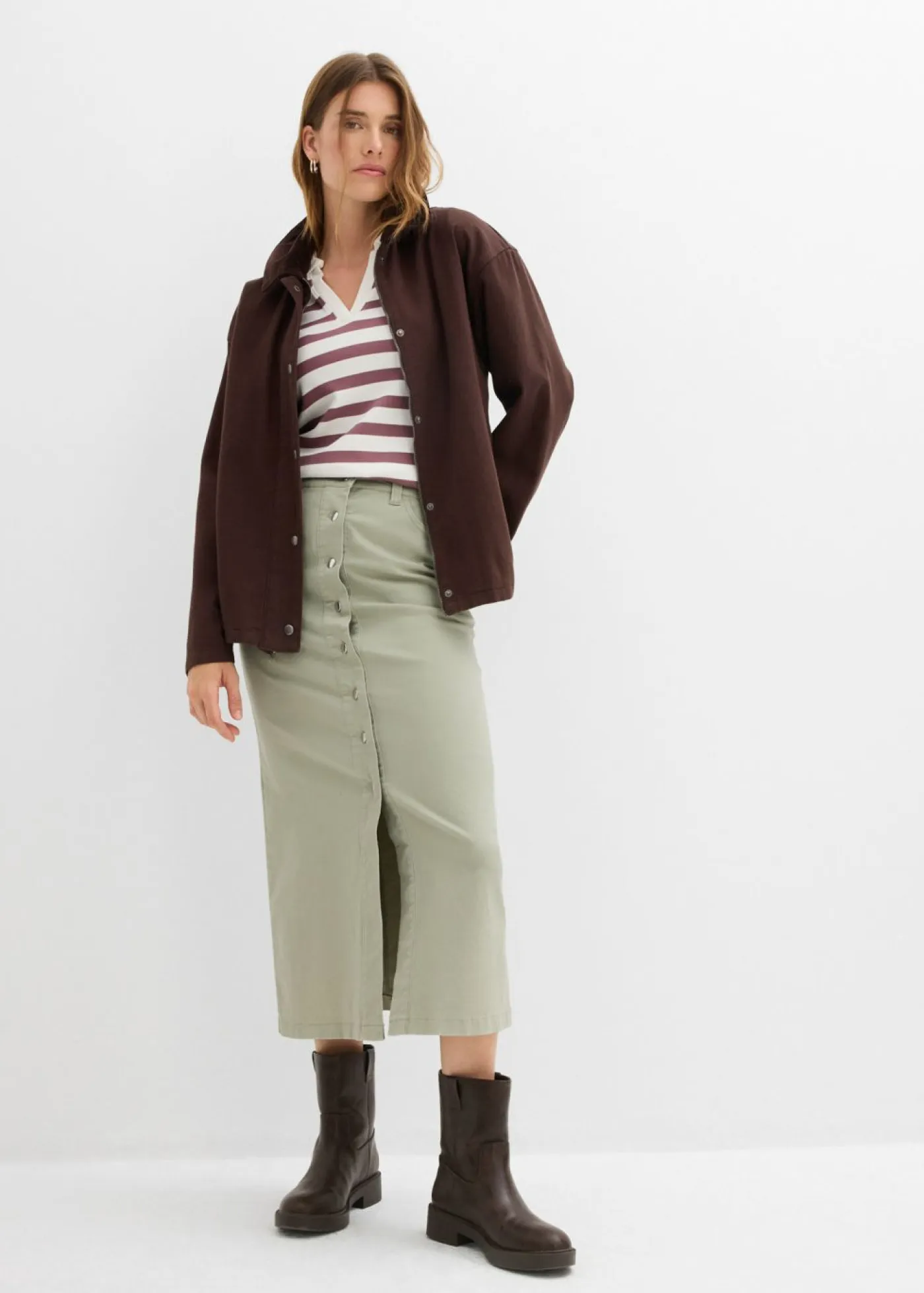 Outlet Falda midi de sarga Mujer Faldas