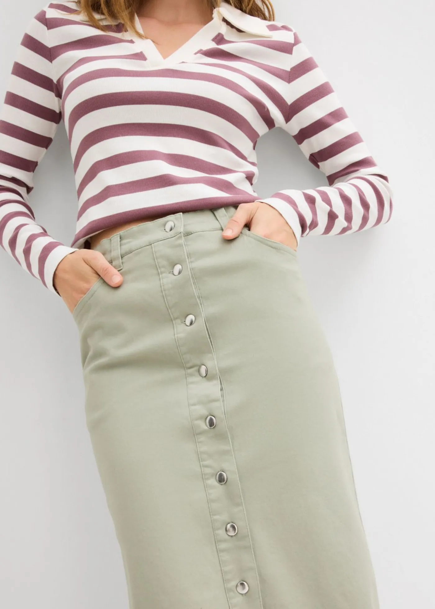 Outlet Falda midi de sarga Mujer Faldas