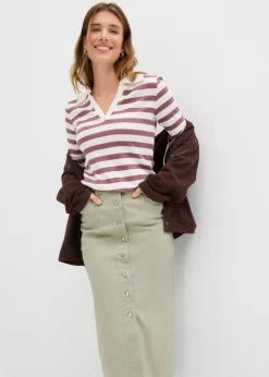 Outlet Falda midi de sarga Mujer Faldas