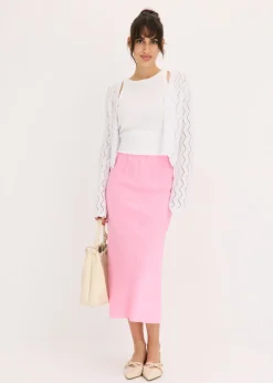 New Falda midi de satén Mujer Faldas