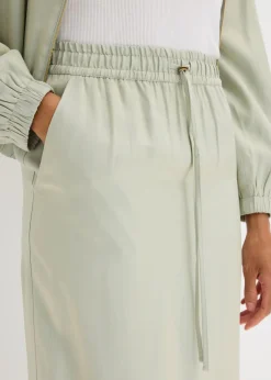Falda midi de satén brillante Mujer Faldas