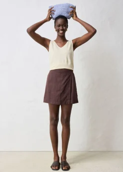 Falda pantalón de lino puro Mujer Premium|Shorts