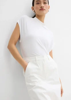 Falda pantalón de mezcla de algodón elástico Mujer Esenciales|Pantalones