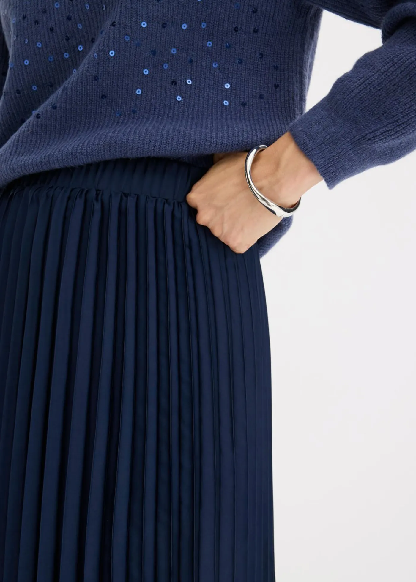 New Falda plisada de satén fino Mujer Faldas