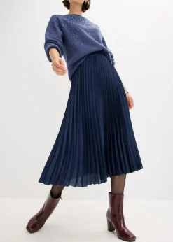 New Falda plisada de satén fino Mujer Faldas