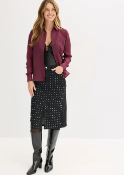 Sale Falda vaquera con aplicación de piedras brillantes Mujer Faldas