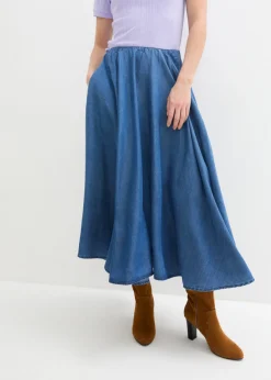 Outlet Falda vaquera, high waist, cintura cómoda, de algodón orgánico Mujer Faldas