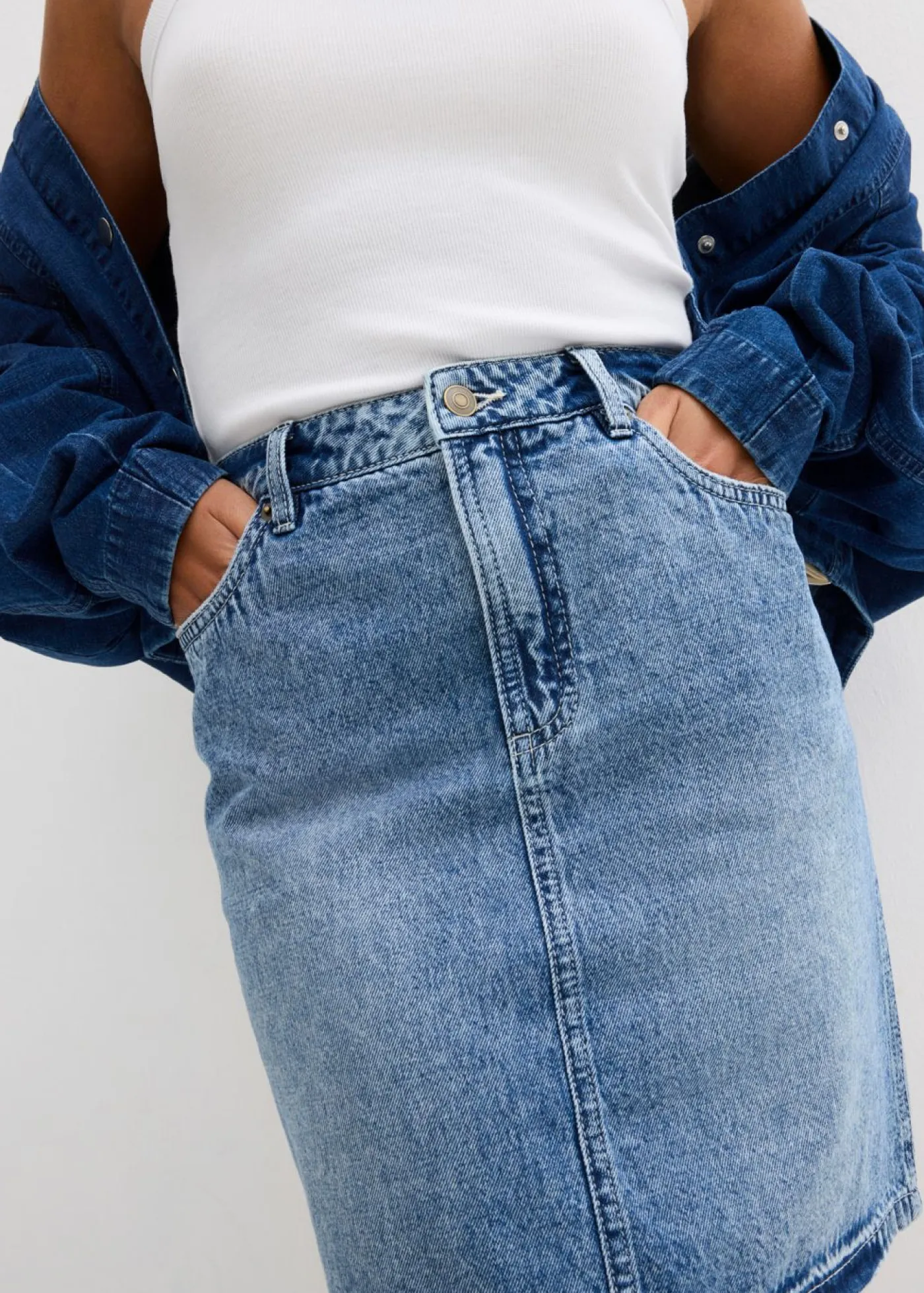 Outlet Falda vaquera poco elástica de talle medio Mujer Faldas