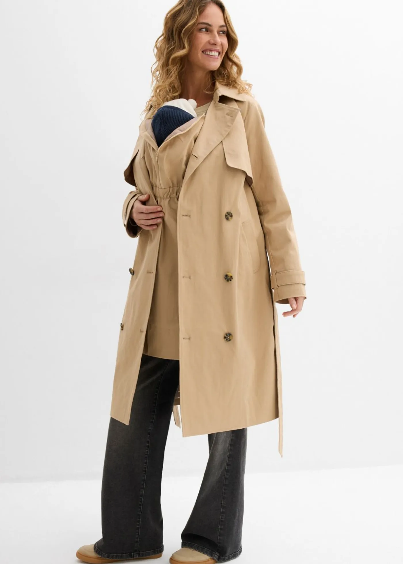 New Gabardina 3 en 1 con inserto de porteo para durante y después del embarazo Mujer Premamá