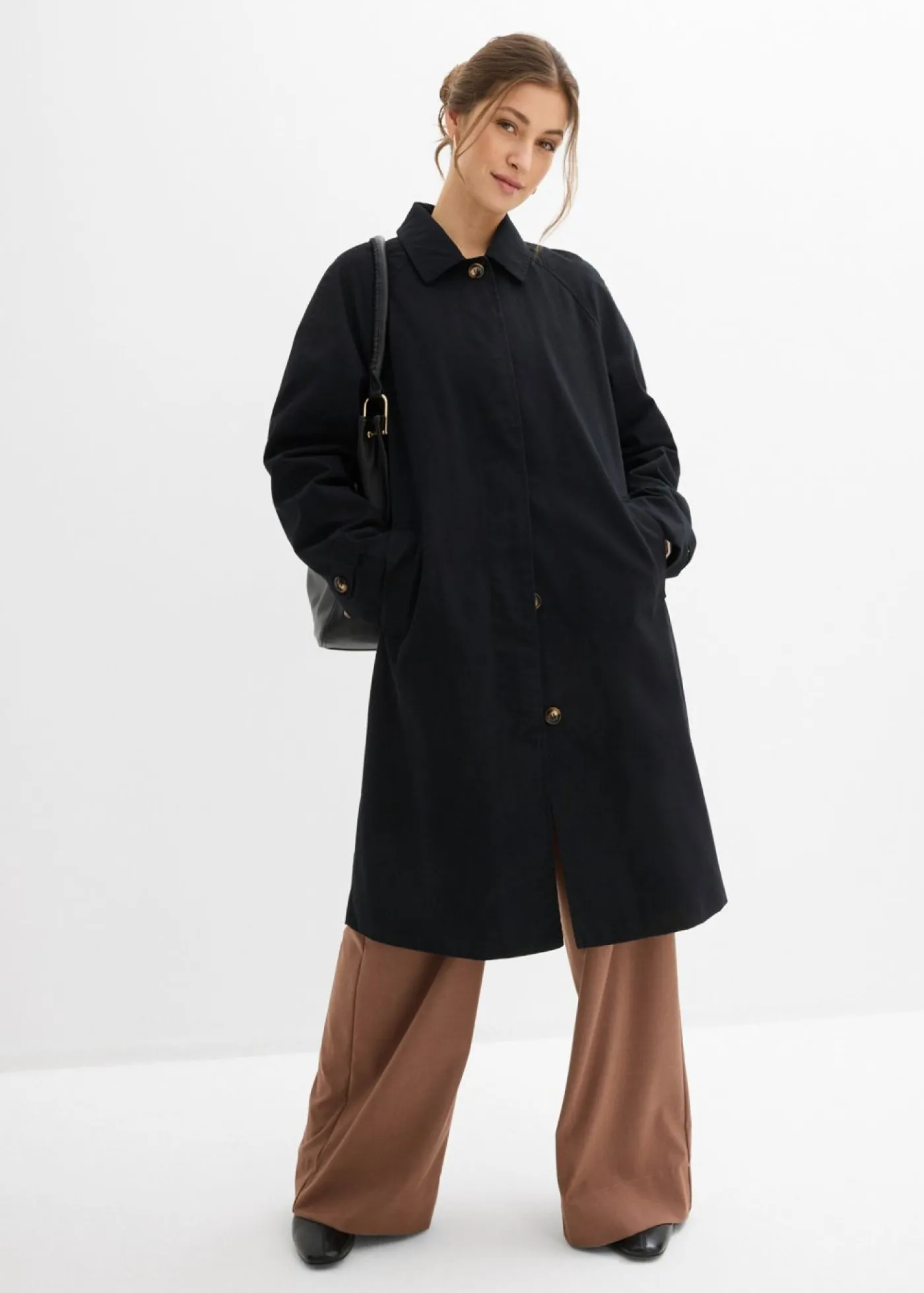 Gabardina de botonera sencilla Mujer Esenciales|Chaquetas Y Abrigos