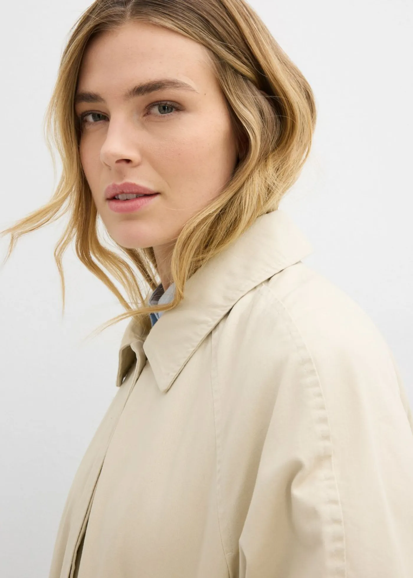 Gabardina de botonera sencilla Mujer Esenciales|Chaquetas Y Abrigos