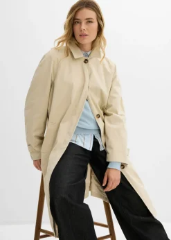 Gabardina de botonera sencilla Mujer Esenciales|Chaquetas Y Abrigos