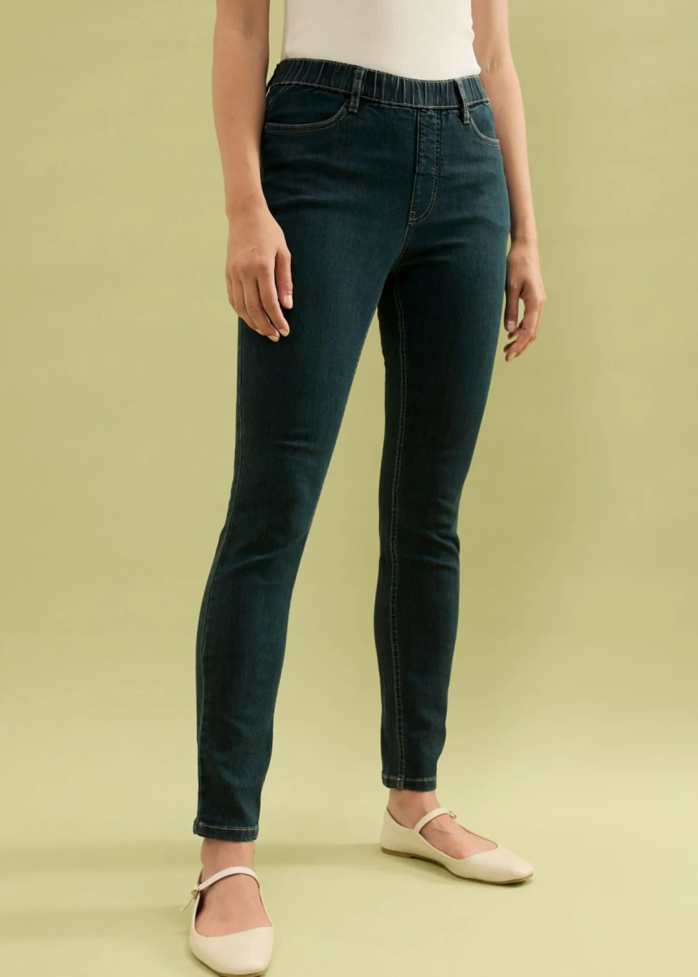 Jeggings elásticos con cintura cómoda y ancha Mujer Vaqueros