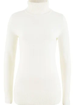 New Jersey básico de punto fino con cuello alto Mujer Básicos|Jerséis