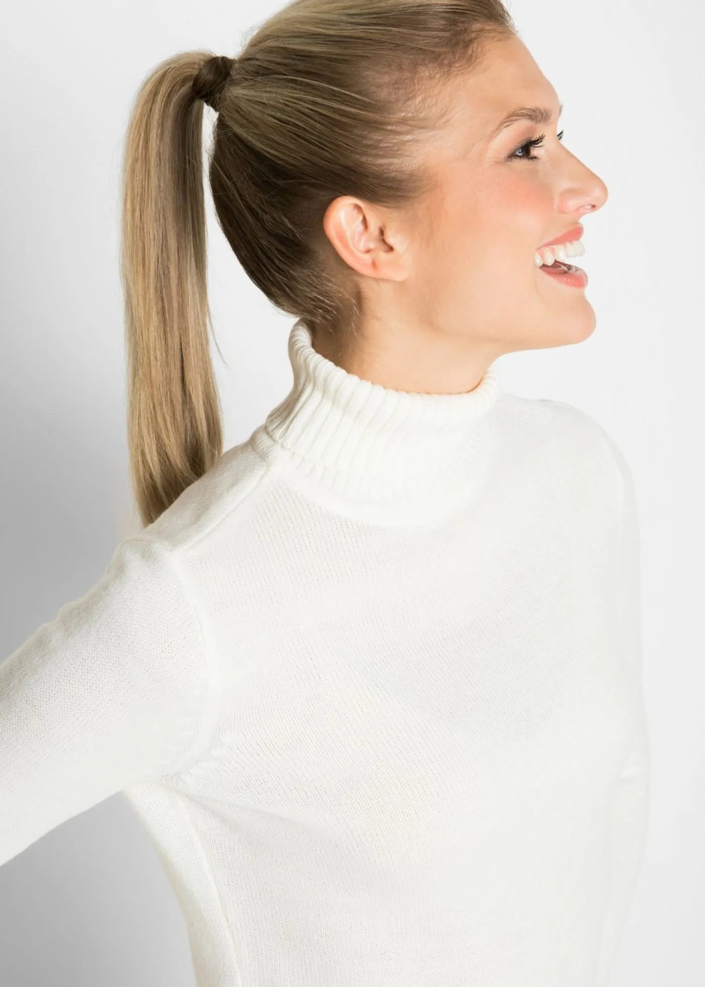 New Jersey básico de punto fino con cuello alto Mujer Básicos|Jerséis