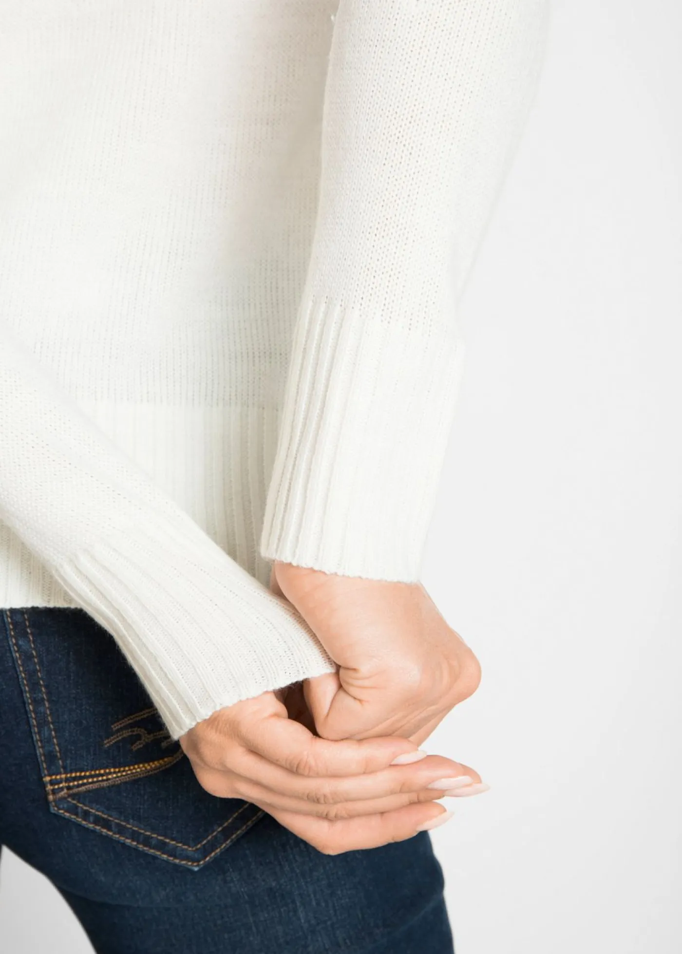 New Jersey básico de punto fino con cuello alto Mujer Básicos|Jerséis