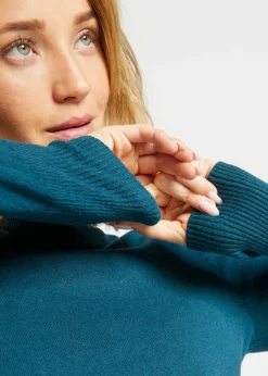 Sale Jersey básico de punto fino con cuello alto y algodón reciclado Mujer Básicos|Jerséis