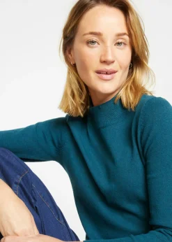 Sale Jersey básico de punto fino con cuello alto y algodón reciclado Mujer Básicos|Jerséis