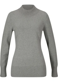 Clearance Jersey básico de punto fino con cuello alto y algodón reciclado Mujer Básicos|Jerséis