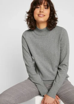 Clearance Jersey básico de punto fino con cuello alto y algodón reciclado Mujer Básicos|Jerséis