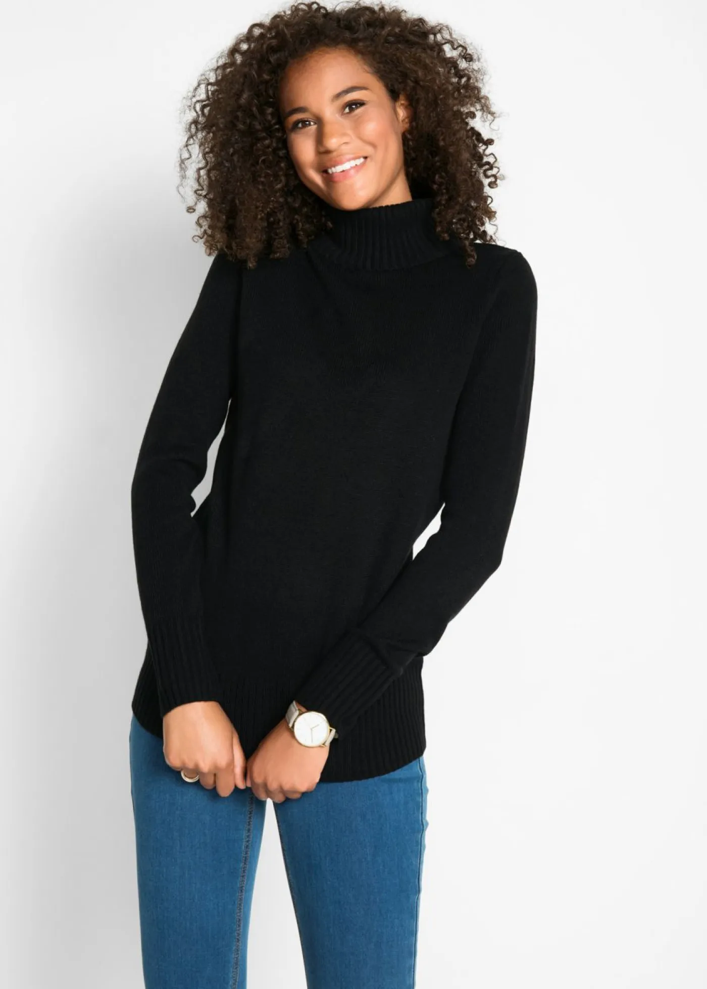 Discount Jersey básico de punto fino con cuello alto Mujer Básicos|Jerséis