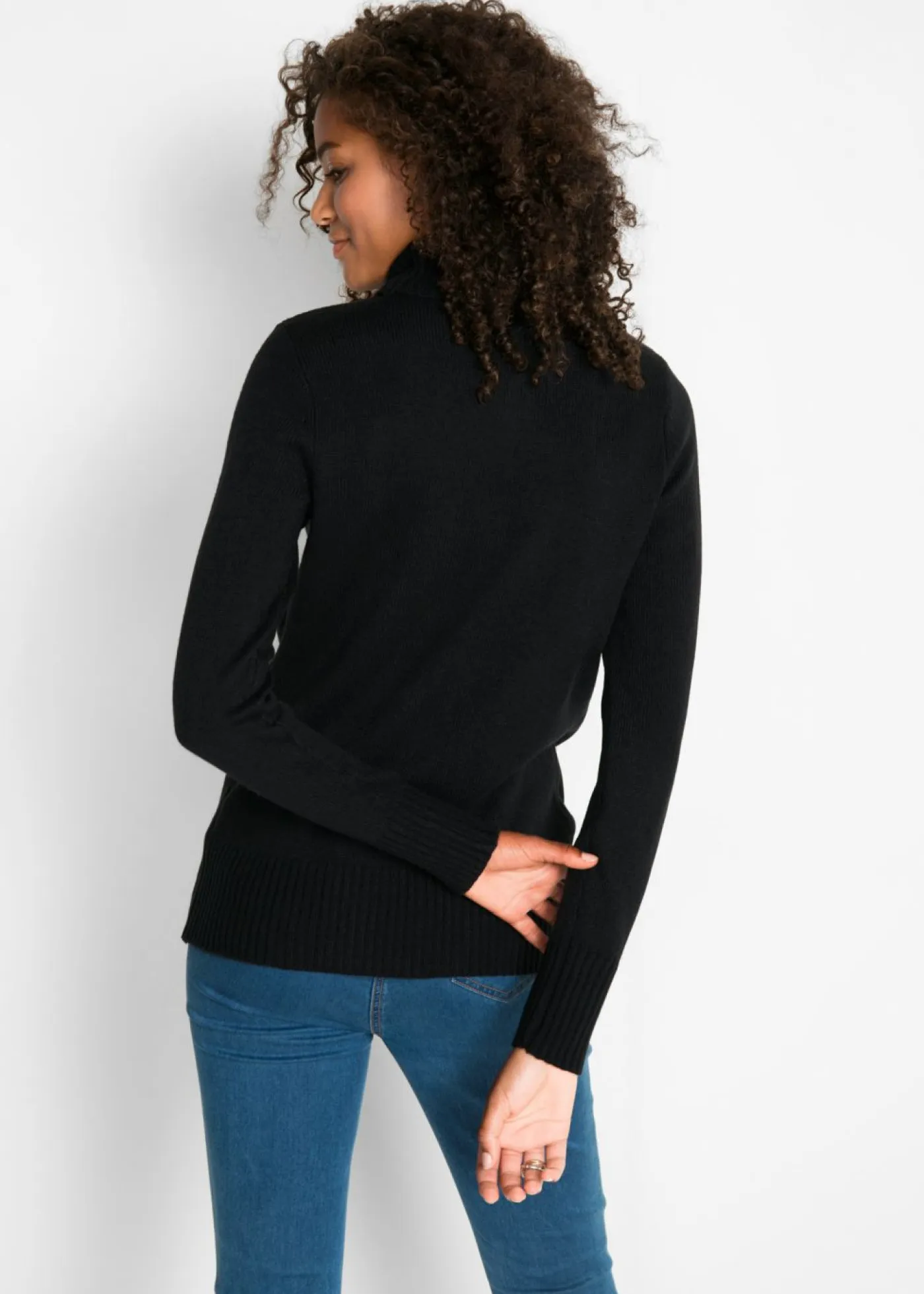Discount Jersey básico de punto fino con cuello alto Mujer Básicos|Jerséis