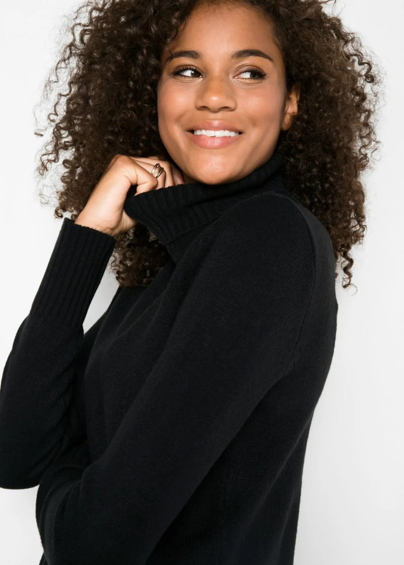 Discount Jersey básico de punto fino con cuello alto Mujer Básicos|Jerséis