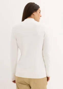 New Jersey básico de punto fino con cuello alto y algodón reciclado Mujer Básicos|Jerséis